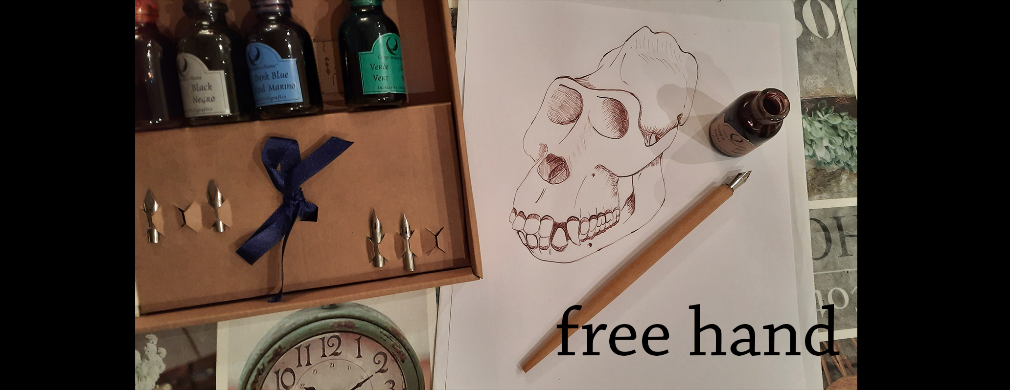 Illustrazione a mano libera: inchiostro su carta ruvida